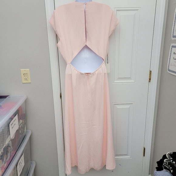 NWT Babaton Aritzia Hamptons Dress Soft Blush Pink Cutout Back Slit Flowy 12 - Picture 7 of 14